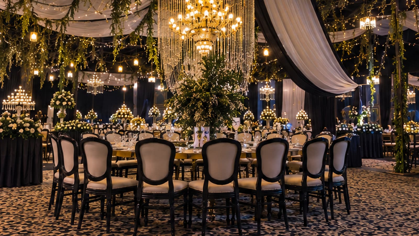 Luxury event setup with candles and florals